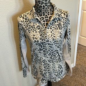 Black and Gray Graphic Long Sleeve Polo Shirt